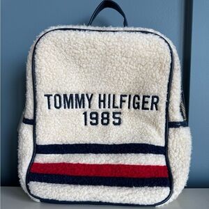 Tommy Hilfiger 1985 Shearling Red, White and Blue Backpack with Blue Logo Straps